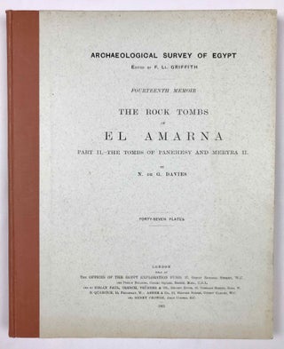 The rock tombs of Tell el-Amarna. Complete set of 6 volumes. Part I: The Tomb of Meryra. Part II: The Tombs of Panehesy and Meryra II. Part III: The Tombs of Huya and Ahmes. Part IV: Tombs of Penthu, Mahu, and Others. Part V: Smaller Tombs and Boundary Stelae. Part VI: Tombs of Parennefer, Tutu, and Aÿ (complete set)[newline]M0410m-14.jpeg
