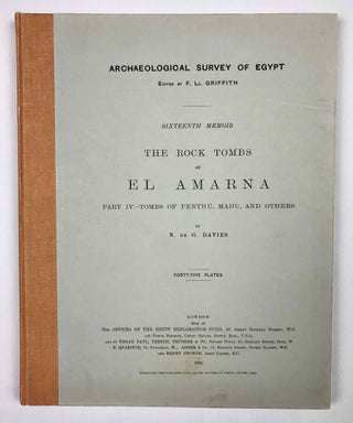 The rock tombs of Tell el-Amarna. Complete set of 6 volumes. Part I: The Tomb of Meryra. Part II: The Tombs of Panehesy and Meryra II. Part III: The Tombs of Huya and Ahmes. Part IV: Tombs of Penthu, Mahu, and Others. Part V: Smaller Tombs and Boundary Stelae. Part VI: Tombs of Parennefer, Tutu, and Aÿ (complete set)[newline]M0410m-35.jpeg