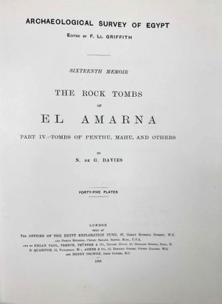 The rock tombs of Tell el-Amarna. Complete set of 6 volumes. Part I: The Tomb of Meryra. Part II: The Tombs of Panehesy and Meryra II. Part III: The Tombs of Huya and Ahmes. Part IV: Tombs of Penthu, Mahu, and Others. Part V: Smaller Tombs and Boundary Stelae. Part VI: Tombs of Parennefer, Tutu, and Aÿ (complete set)[newline]M0410m-36.jpeg