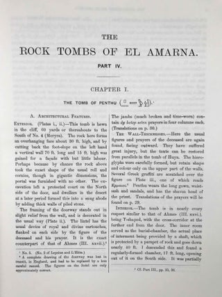 The rock tombs of Tell el-Amarna. Complete set of 6 volumes. Part I: The Tomb of Meryra. Part II: The Tombs of Panehesy and Meryra II. Part III: The Tombs of Huya and Ahmes. Part IV: Tombs of Penthu, Mahu, and Others. Part V: Smaller Tombs and Boundary Stelae. Part VI: Tombs of Parennefer, Tutu, and Aÿ (complete set)[newline]M0410m-39.jpeg
