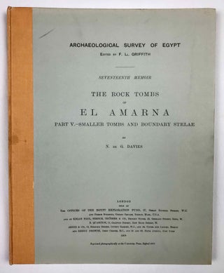 The rock tombs of Tell el-Amarna. Complete set of 6 volumes. Part I: The Tomb of Meryra. Part II: The Tombs of Panehesy and Meryra II. Part III: The Tombs of Huya and Ahmes. Part IV: Tombs of Penthu, Mahu, and Others. Part V: Smaller Tombs and Boundary Stelae. Part VI: Tombs of Parennefer, Tutu, and Aÿ (complete set)[newline]M0410m-46.jpeg