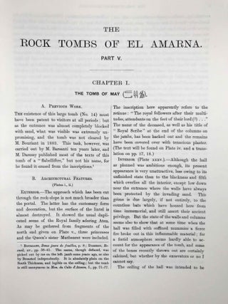 The rock tombs of Tell el-Amarna. Complete set of 6 volumes. Part I: The Tomb of Meryra. Part II: The Tombs of Panehesy and Meryra II. Part III: The Tombs of Huya and Ahmes. Part IV: Tombs of Penthu, Mahu, and Others. Part V: Smaller Tombs and Boundary Stelae. Part VI: Tombs of Parennefer, Tutu, and Aÿ (complete set)[newline]M0410m-50.jpeg