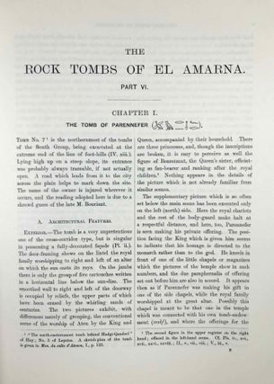 The rock tombs of Tell el-Amarna. Complete set of 6 volumes. Part I: The Tomb of Meryra. Part II: The Tombs of Panehesy and Meryra II. Part III: The Tombs of Huya and Ahmes. Part IV: Tombs of Penthu, Mahu, and Others. Part V: Smaller Tombs and Boundary Stelae. Part VI: Tombs of Parennefer, Tutu, and Aÿ (complete set)[newline]M0410m-60.jpeg