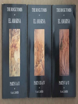 The rock tombs of Tell el-Amarna. Complete set of 6 volumes. Part I: The Tomb of Meryra. Part II: The Tombs of Panehesy and Meryra II. Part III: The Tombs of Huya and Ahmes. Part IV: Tombs of Penthu, Mahu, and Others. Part V: Smaller Tombs and Boundary Stelae. Part VI: Tombs of Parennefer, Tutu, and A&yuml; (complete set of 6 parts in 3 volumes, 2004 reedition)[newline]M0410n-01.jpeg