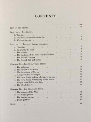 The rock tombs of Tell el-Amarna. Complete set of 6 volumes. Part I: The Tomb of Meryra. Part II: The Tombs of Panehesy and Meryra II. Part III: The Tombs of Huya and Ahmes. Part IV: Tombs of Penthu, Mahu, and Others. Part V: Smaller Tombs and Boundary Stelae. Part VI: Tombs of Parennefer, Tutu, and A&yuml; (complete set of 6 parts in 3 volumes, 2004 reedition)[newline]M0410n-05.jpeg