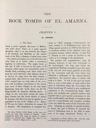 The rock tombs of Tell el-Amarna. Complete set of 6 volumes. Part I: The Tomb of Meryra. Part II: The Tombs of Panehesy and Meryra II. Part III: The Tombs of Huya and Ahmes. Part IV: Tombs of Penthu, Mahu, and Others. Part V: Smaller Tombs and Boundary Stelae. Part VI: Tombs of Parennefer, Tutu, and A&yuml; (complete set of 6 parts in 3 volumes, 2004 reedition)[newline]M0410n-06.jpeg