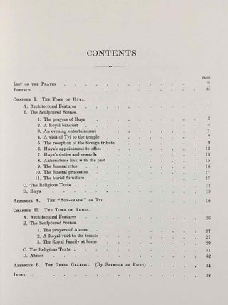 The rock tombs of Tell el-Amarna. Complete set of 6 volumes. Part I: The Tomb of Meryra. Part II: The Tombs of Panehesy and Meryra II. Part III: The Tombs of Huya and Ahmes. Part IV: Tombs of Penthu, Mahu, and Others. Part V: Smaller Tombs and Boundary Stelae. Part VI: Tombs of Parennefer, Tutu, and A&yuml; (complete set of 6 parts in 3 volumes, 2004 reedition)[newline]M0410n-19.jpeg