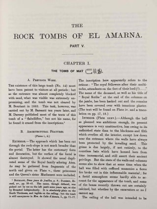 The rock tombs of Tell el-Amarna. Complete set of 6 volumes. Part I: The Tomb of Meryra. Part II: The Tombs of Panehesy and Meryra II. Part III: The Tombs of Huya and Ahmes. Part IV: Tombs of Penthu, Mahu, and Others. Part V: Smaller Tombs and Boundary Stelae. Part VI: Tombs of Parennefer, Tutu, and A&yuml; (complete set of 6 parts in 3 volumes, 2004 reedition)[newline]M0410n-34.jpeg
