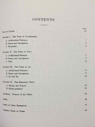 The rock tombs of Tell el-Amarna. Complete set of 6 volumes. Part I: The Tomb of Meryra. Part II: The Tombs of Panehesy and Meryra II. Part III: The Tombs of Huya and Ahmes. Part IV: Tombs of Penthu, Mahu, and Others. Part V: Smaller Tombs and Boundary Stelae. Part VI: Tombs of Parennefer, Tutu, and A&yuml; (complete set of 6 parts in 3 volumes, 2004 reedition)[newline]M0410n-39.jpeg