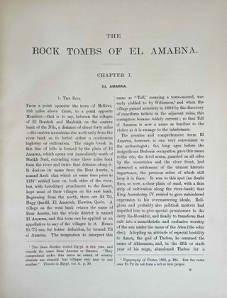 The rock tombs of Tell el-Amarna. Complete set of 6 volumes. Part I: The Tomb of Meryra. Part II: The Tombs of Panehesy and Meryra II. Part III: The Tombs of Huya and Ahmes. Part IV: Tombs of Penthu, Mahu, and Others. Part V: Smaller Tombs and Boundary Stelae. Part VI: Tombs of Parennefer, Tutu, and Aÿ (complete set)[newline]M0410u-05.jpeg