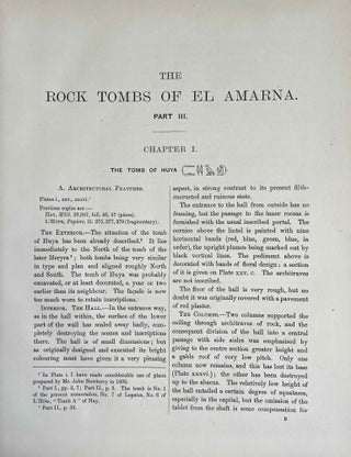 The rock tombs of Tell el-Amarna. Complete set of 6 volumes. Part I: The Tomb of Meryra. Part II: The Tombs of Panehesy and Meryra II. Part III: The Tombs of Huya and Ahmes. Part IV: Tombs of Penthu, Mahu, and Others. Part V: Smaller Tombs and Boundary Stelae. Part VI: Tombs of Parennefer, Tutu, and Aÿ (complete set)[newline]M0410u-20.jpeg