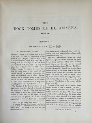 The rock tombs of Tell el-Amarna. Complete set of 6 volumes. Part I: The Tomb of Meryra. Part II: The Tombs of Panehesy and Meryra II. Part III: The Tombs of Huya and Ahmes. Part IV: Tombs of Penthu, Mahu, and Others. Part V: Smaller Tombs and Boundary Stelae. Part VI: Tombs of Parennefer, Tutu, and Aÿ (complete set)[newline]M0410u-28.jpeg