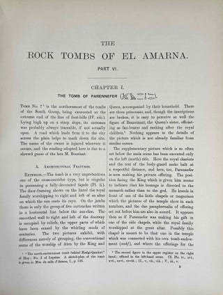 The rock tombs of Tell el-Amarna. Complete set of 6 volumes. Part I: The Tomb of Meryra. Part II: The Tombs of Panehesy and Meryra II. Part III: The Tombs of Huya and Ahmes. Part IV: Tombs of Penthu, Mahu, and Others. Part V: Smaller Tombs and Boundary Stelae. Part VI: Tombs of Parennefer, Tutu, and Aÿ (complete set)[newline]M0410u-45.jpeg