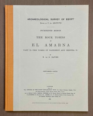 The rock tombs of Tell el-Amarna. Complete set of 6 volumes. Part I: The Tomb of Meryra. Part II: The Tombs of Panehesy and Meryra II. Part III: The Tombs of Huya and Ahmes. Part IV: Tombs of Penthu, Mahu, and Others. Part V: Smaller Tombs and Boundary Stelae. Part VI: Tombs of Parennefer, Tutu, and Aÿ (complete set)[newline]M0410v-08.jpeg