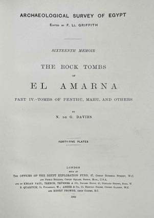 The rock tombs of Tell el-Amarna. Complete set of 6 volumes. Part I: The Tomb of Meryra. Part II: The Tombs of Panehesy and Meryra II. Part III: The Tombs of Huya and Ahmes. Part IV: Tombs of Penthu, Mahu, and Others. Part V: Smaller Tombs and Boundary Stelae. Part VI: Tombs of Parennefer, Tutu, and Aÿ (complete set)[newline]M0410v-25.jpeg