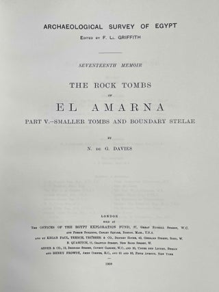 The rock tombs of Tell el-Amarna. Complete set of 6 volumes. Part I: The Tomb of Meryra. Part II: The Tombs of Panehesy and Meryra II. Part III: The Tombs of Huya and Ahmes. Part IV: Tombs of Penthu, Mahu, and Others. Part V: Smaller Tombs and Boundary Stelae. Part VI: Tombs of Parennefer, Tutu, and Aÿ (complete set)[newline]M0410v-34.jpeg