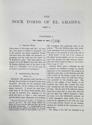 The rock tombs of Tell el-Amarna. Complete set of 6 volumes. Part I: The Tomb of Meryra. Part II: The Tombs of Panehesy and Meryra II. Part III: The Tombs of Huya and Ahmes. Part IV: Tombs of Penthu, Mahu, and Others. Part V: Smaller Tombs and Boundary Stelae. Part VI: Tombs of Parennefer, Tutu, and Aÿ (complete set)[newline]M0410v-37.jpeg