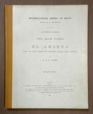 The rock tombs of Tell el-Amarna. Complete set of 6 volumes in the FIRST EDITION. Part I: The Tomb of Meryra. Part II: The Tombs of Panehesy and Meryra II. Part III: The Tombs of Huya and Ahmes. Part IV: Tombs of Penthu, Mahu, and Others. Part V: Smaller Tombs and Boundary Stelae. Part VI: Tombs of Parennefer, Tutu, and Aÿ (complete set)[newline]M0410w-25.jpeg