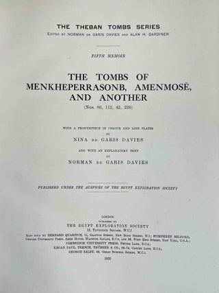 The tombs of Menkheperrasonb, Amenmose and another (No 86, 112, 42 and 226)