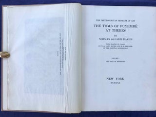 Robb de Peyster Tytus series, complete set of 5 volumes. Vol. I: The tomb of Nakht. Vol. II: The tomb of Puyemre. Part I: The hall of memories. Vol. III: The tomb of Puyemre. Part II: The chapels of hope. Vol. IV: The tomb of two sculptors at Thebes. Vol. V: Two ramesside tombs at Thebes (complete set)