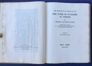 Robb de Peyster Tytus series, complete set of 5 volumes. Vol. I: The tomb of Nakht. Vol. II: The tomb of Puyemre. Part I: The hall of memories. Vol. III: The tomb of Puyemre. Part II: The chapels of hope. Vol. IV: The tomb of two sculptors at Thebes. Vol. V: Two ramesside tombs at Thebes (complete set)