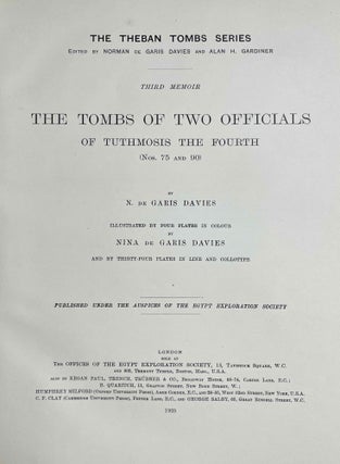 The tombs of two officials of Tuthmosis the Fourth (Nos. 75 and 90)