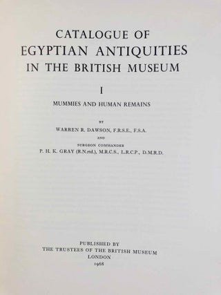 Set of 6 volumes. Catalogue of Egyptian Antiquities in the British Museum. Vol. I: Mummies and Human Remains. Vol. II: Wooden Model Boats. Vol. III: Musical Instruments. Vol. IV: Glass. Vol. V: Early Dynastic Objects. Vol. VI: Jewellery Part I. From the Earliest Times to the 17th Dynasty[newline]M0444b-04.jpg