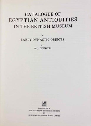 Set of 6 volumes. Catalogue of Egyptian Antiquities in the British Museum. Vol. I: Mummies and Human Remains. Vol. II: Wooden Model Boats. Vol. III: Musical Instruments. Vol. IV: Glass. Vol. V: Early Dynastic Objects. Vol. VI: Jewellery Part I. From the Earliest Times to the 17th Dynasty[newline]M0444b-41.jpg