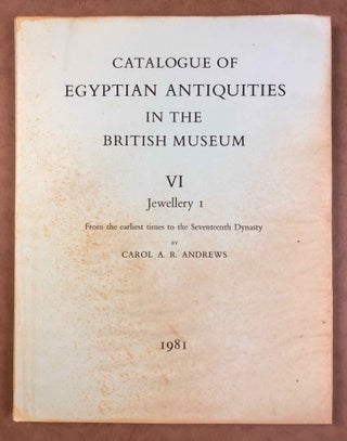 Set of 6 volumes. Catalogue of Egyptian Antiquities in the British Museum. Vol. I: Mummies and Human Remains. Vol. II: Wooden Model Boats. Vol. III: Musical Instruments. Vol. IV: Glass. Vol. V: Early Dynastic Objects. Vol. VI: Jewellery Part I. From the Earliest Times to the 17th Dynasty[newline]M0444b-55.jpg