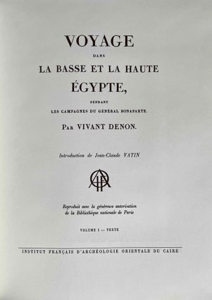 Voyage dans la Haute et la Basse Egypte. Tome I: Texte. Tome II: Planches (complete set)