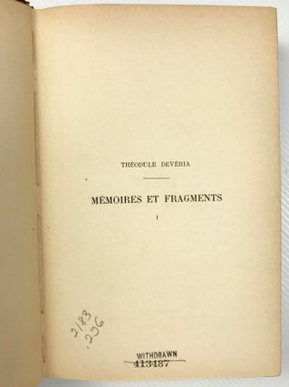 Mémoires et fragments. Tomes I & II (complete set)[newline]M0457a-05.jpg