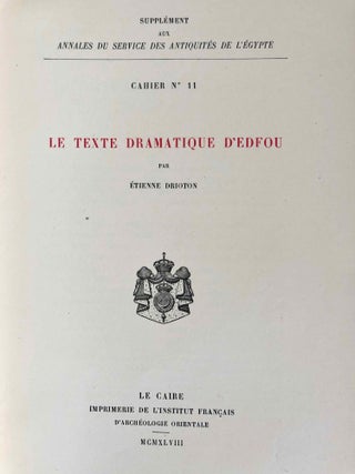 Le texte dramatique d'Edfou