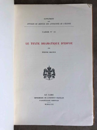 Le texte dramatique d'Edfou