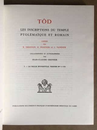 Tod, les inscriptions du temple ptolémaïque et romain. Tome I: La salle hypostyle, textes nos 1-172[newline]M0471-02.jpg