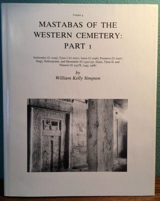 Boston MFA Giza Mastaba Series, Vol. 1-8. 1-D. Dunham, W.K. Simpson, The Mastaba of Queen Mersyankh III. 2-D. Dunham, W.K. Simpon, The Mastabas of Qar and Idu. 3-W.K. Simpson, The Mastabas of Kawab, Khafkhufu I and II. G 7110-20, 7130-40, and 7150 and subsidiary mastabas of Street G 7100. 4-W.K. Simpson, Mastabas of the Western Cemetery: Part I. Sekhemka (G1029), Tjetu I (G2001), Iasen (G2196), Penmeru (G2197), Hagy, Nefertjentet and Herunefer (G2352/53), Djaty, Tjetu II and Nimesti (G2337X, 2343, 2366). 5-K. Weeks, Mastabas of cemetery G6000. 6-A.M. Roth, A Cemetery of Palace Attendants. Including G 2084-2099, G 2230+2231, and G 2240. 7-E. Brovarski, The Senedjemib Complex, Part 1, Vols. I-II. 8-P. der Manuelian, Mastabas of Nucleus Cemetery G 2100, Part 1: Major Mastabas G 2100-2220 (complete set)