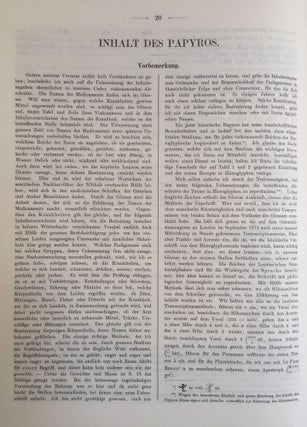 Papyros Ebers. Erster Band: Einleitung und Text, Tafel I-LXIX. Zweiter Band: Glossar und Text, Tafel LXX-CX (complete set)[newline]M0486a-11.jpg