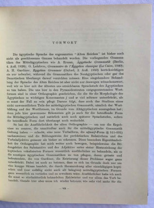 Altägyptische Grammatik. Band I & II (complete set) + Register der Zitate