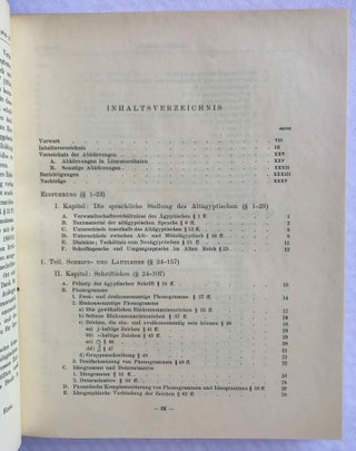 Altägyptische Grammatik. Band I & II (complete set) + Register der Zitate