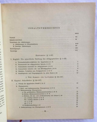 Altägyptische Grammatik. Band I & II (complete set) + Register der Zitate