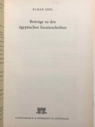 Beiträge zu den ägyptischen Sinaiinschriften