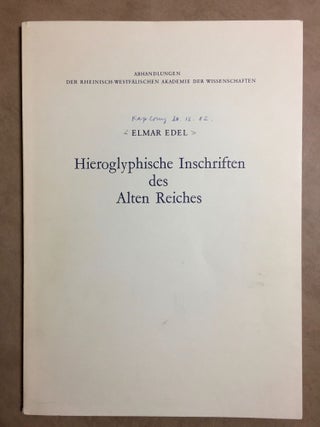 Item #M0497c Hieroglyphische Inschriften des alten Reiches. EDEL Elmar