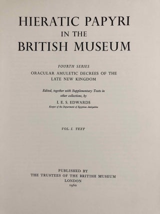 Oracular amuletic decrees of the late New Kingdom. Vol. I: Text. Vol. II: Plates (complete set)