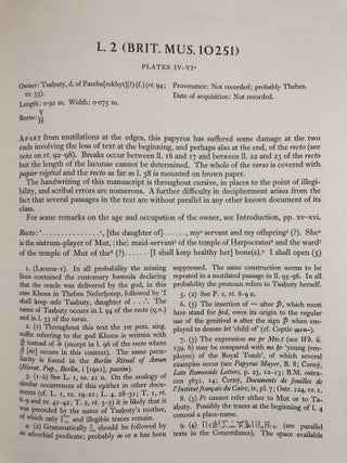 Oracular amuletic decrees of the late New Kingdom. Vol. I: Text. Vol. II: Plates (complete set)