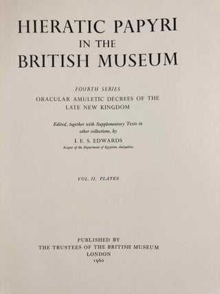 Oracular amuletic decrees of the late New Kingdom. Vol. I: Text. Vol. II: Plates (complete set)
