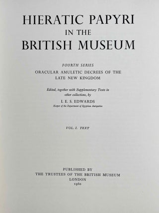 Oracular amuletic decrees of the late New Kingdom. Vol. I: Text. Vol. II: Plates (complete set)