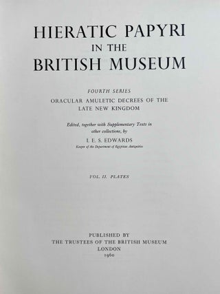 Oracular amuletic decrees of the late New Kingdom. Vol. I: Text. Vol. II: Plates (complete set)