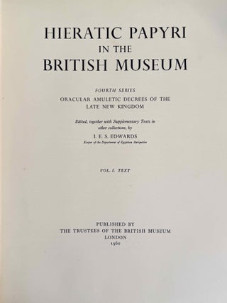 Oracular amuletic decrees of the late New Kingdom. Vol. I: Text. Vol. II: Plates (complete set)