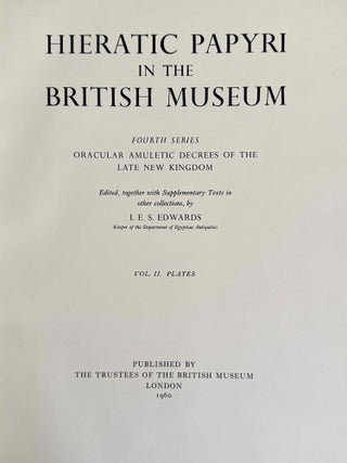 Oracular amuletic decrees of the late New Kingdom. Vol. I: Text. Vol. II: Plates (complete set)