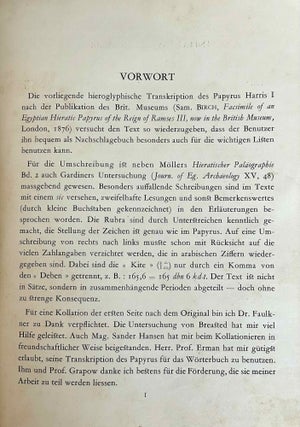 Papyrus Harris I. Hieroglyphische Transkription.