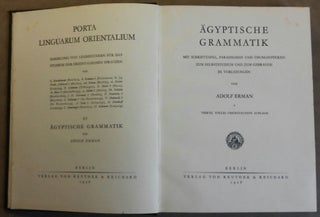 Item #M0527a Ägyptische Grammatik (4. Auflage). [With:] Mit Schrifttafel, Paradigmen und...[newline]M0527a.jpg